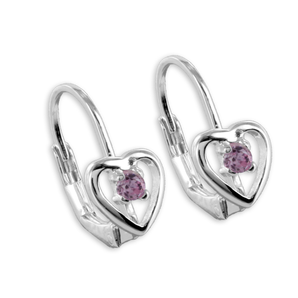 Ohrhänger Herz Silber 925 - Kristallstein Rosa