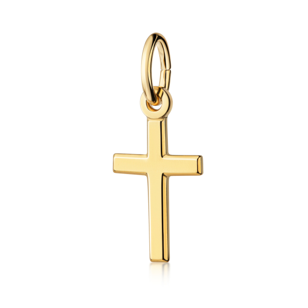 Anhänger Kreuz Silber 925 vergoldet - Glänzend - 13mm