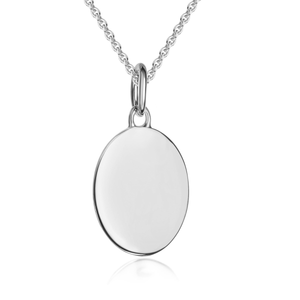 Anhänger Gravurplatte oval Silber 925 rhodiniert - 15x11mm