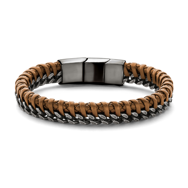 Frank 1967 Armband Echtleder Braun Edelstahl IPS - 11mm breit