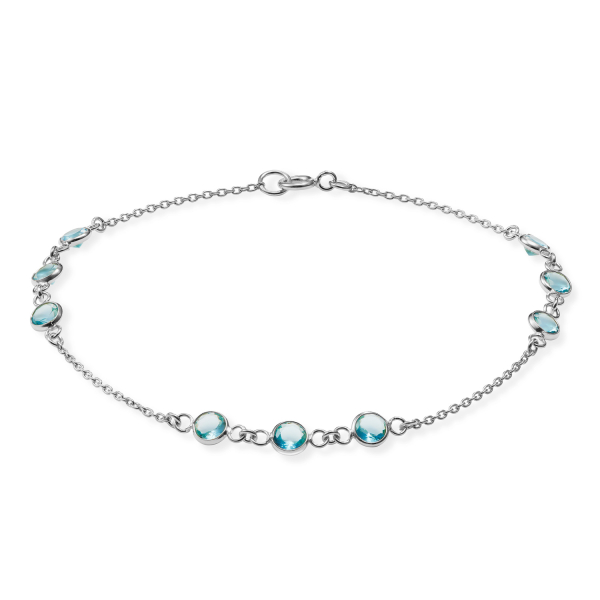 Armband 9 Zirkonia Blau Silber 925 rhodiniert