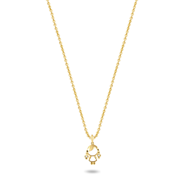 Collier Girl mit Zirkonia Gold 585 - Ankerkette 45cm mit Zwischenösen - Bild 2