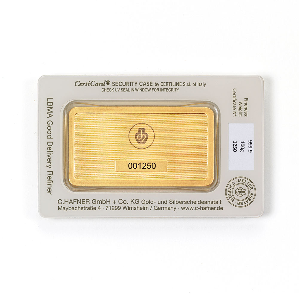 100g Goldbarren C.HAFNER - 999,9 Feingold - Neuware - Bild 3