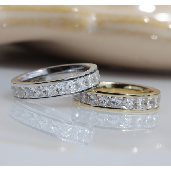 Damenring Silber 925 rhodiniert - 23 Zirkonia - Princess-Schliff - Bild 2