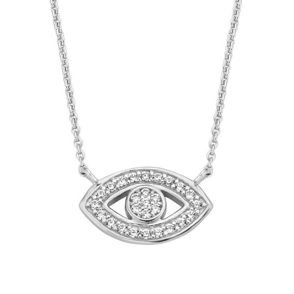 Collier mit Auge Silber 925 rhodiniert - 27 Zirkonia