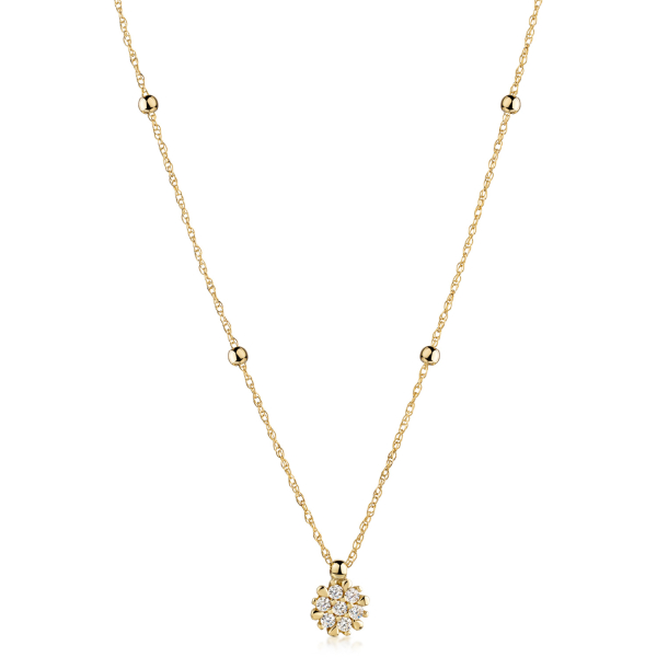 Collier 4 Kugeln und Anhänger 7 Zirkonia Gold 333 - Doppel-Ankerkette 45cm - Bild 2