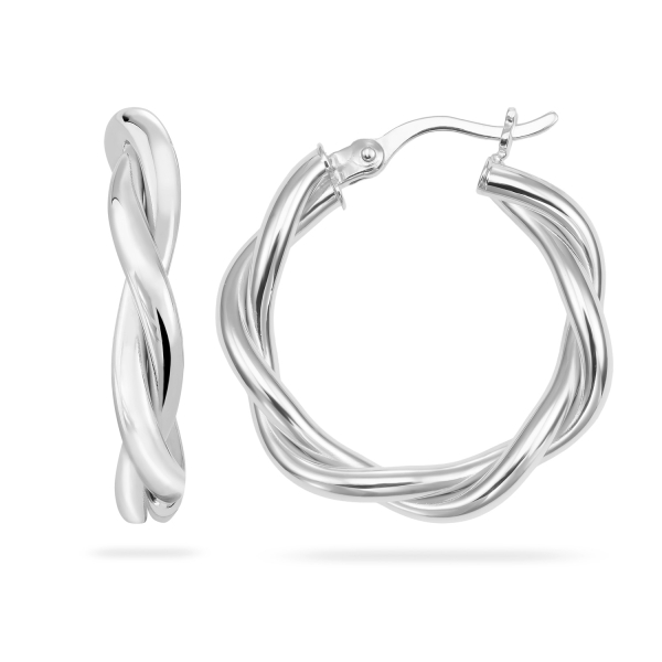 Creolen twisted Silber 925 rhodiniert - 22mm Durchmesser - 3,8mm breit