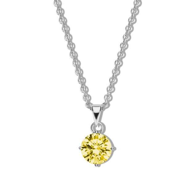Collier mit Zirkonia gelb Silber 925 rhodiniert - Ø 5mm - Ankerkette