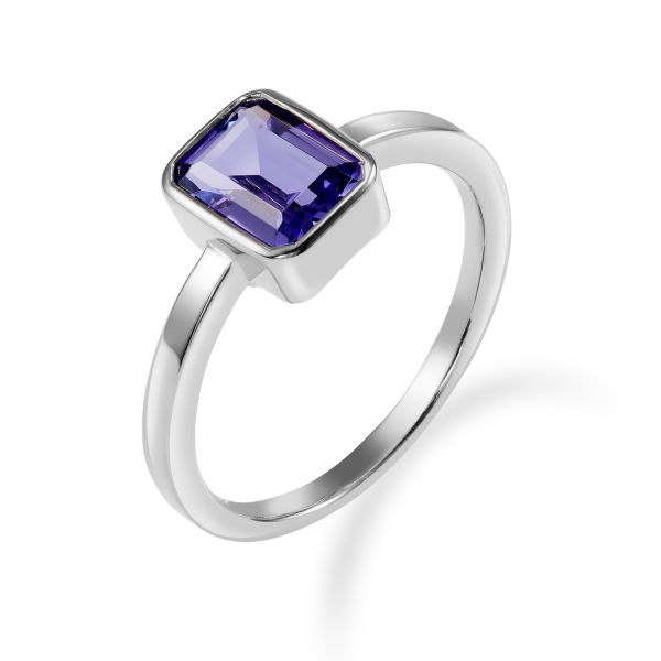 Damenring Zirkonia Tansanit Silber 925 rhodiniert - 7,5x6mm