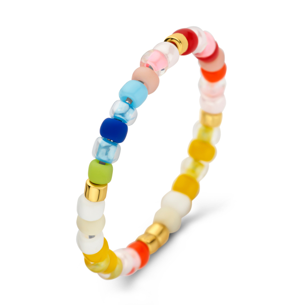 Lovebird Ring Edelstahl IPG - Glasbeads Farbenmix