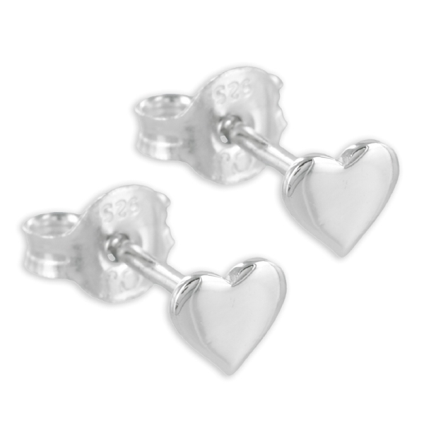 Ohrstecker Herz Silber 925 rhodiniert - 5mm