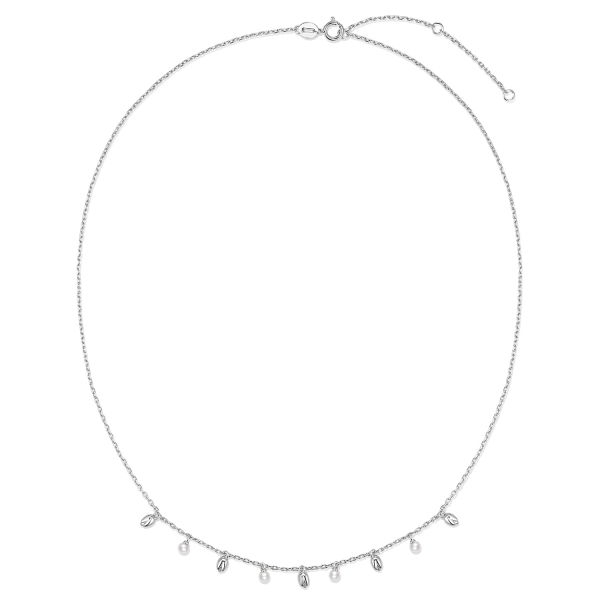 Collier Silber 925 mit Perlmutt und 5 Einhängern - vergoldet oder rhodiniert - 45cm - Bild 1