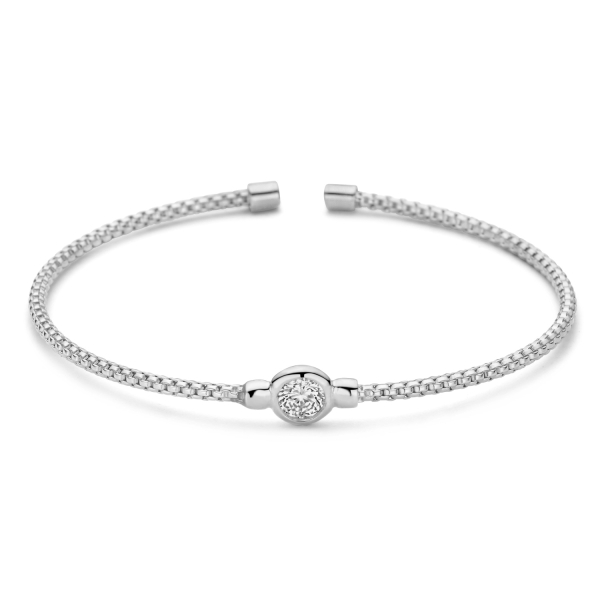 Armspange Zirkonia Silber 925 rhodiniert - Zwischenteil 12x7mm