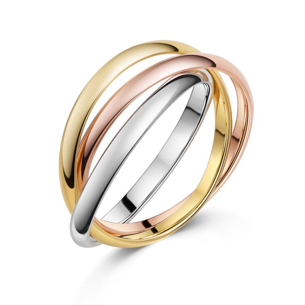 3er Wickelring Tricolor Silber 925 - Verschlungener Damenring