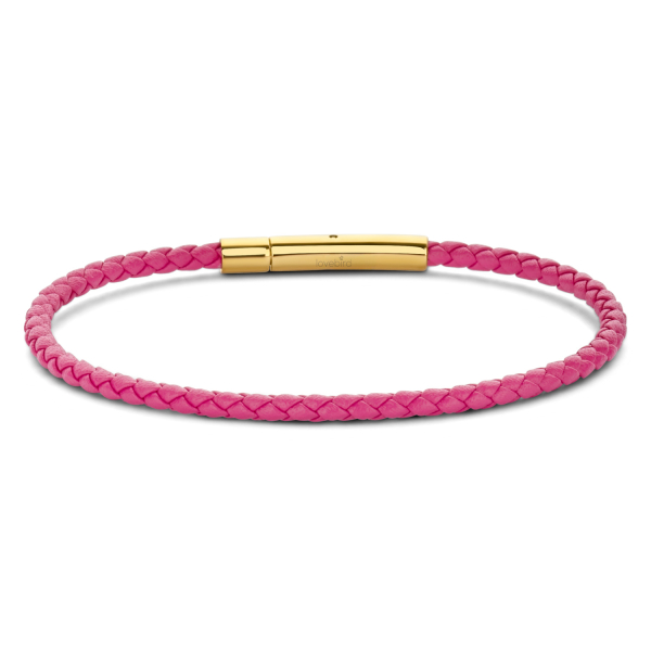 Lovebird Leder-Armband Edelstahl IPG - Pink