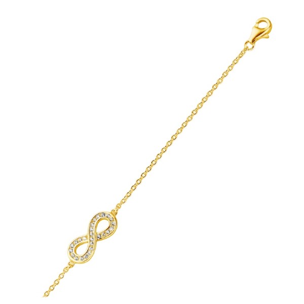 Armband Infinity Silber 925 vergoldet - 27 Zirkonia - Tag in Herzform