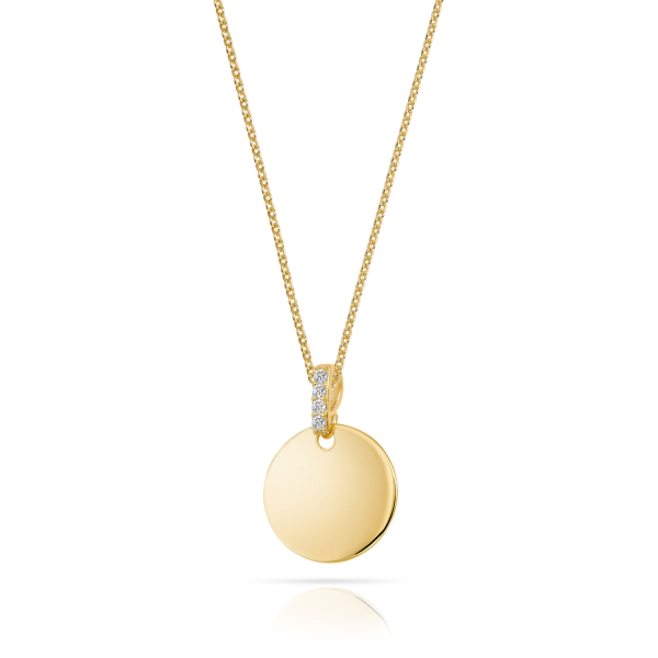 Anhänger Gravurplatte rund Gold 333 - Ø 12mm - 4 Zirkonia - Bild 2