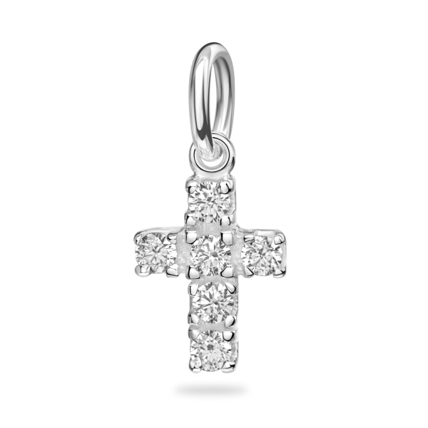 Anhänger Kreuz Silber 925 - 6 Zirkonia - 9x12mm