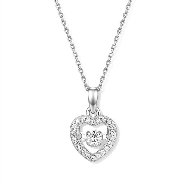Collier Silber 925 mit Herzanhänger und 23 Zirkonia - vergoldet oder rhodiniert - 45cm - Bild 2