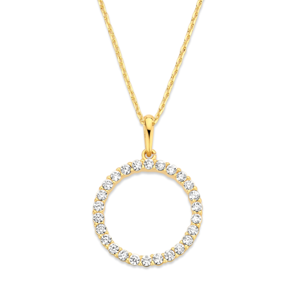 Collier mit Anhänger Kreis Gold 585 - 26 Zirkonia