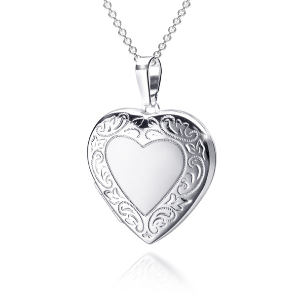 Medaillon Herz Silber 925 - 18x17mm - Teilmatt