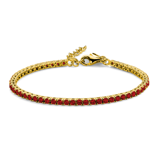 Tennisarmband Zirkonia rot Silber 925 vergoldet - 3mm