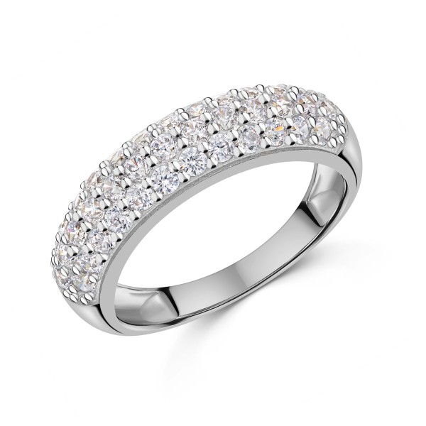 Damenring Silber 925 rhodiniert - 37 Zirkonia - 6mm breit