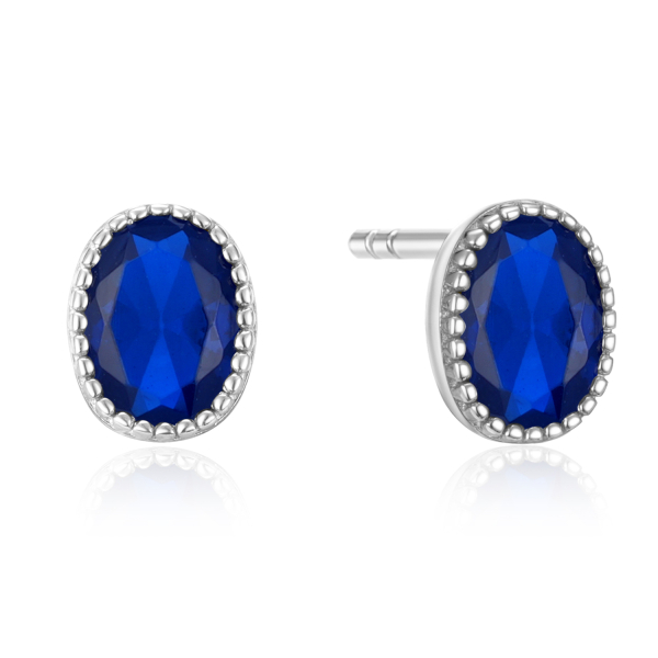 Ohrstecker mit Zirkonia London Blue Silber 925 - Oval 4x6mm