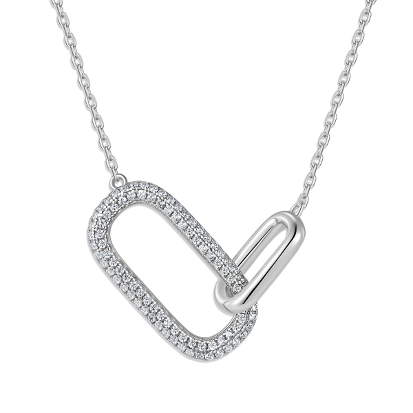 Collier mit 2 Anhängern Silber 925 rhodiniert - Zirkonia