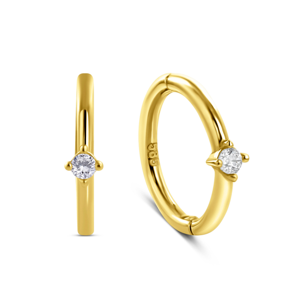 Klappcreolen mit Zirkonia Gold 585 - 11mm x 2,5mm