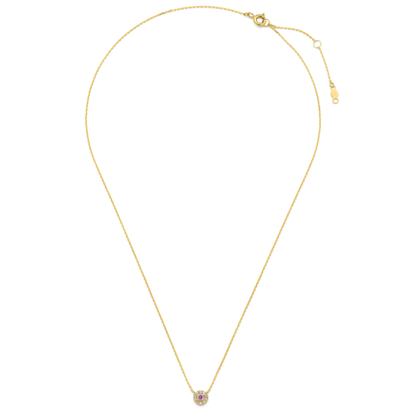 Collier Zirkonia weiß und rosa Gold 585 - Ankerkette 43cm - Bild 2