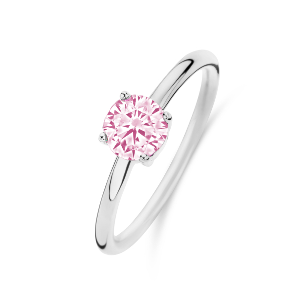 Damenring Zirkonia Pink Rund Silber 925 rhodiniert - 6mm