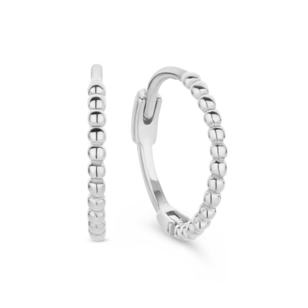Klappcreolen Silber 925 rhodiniert - Kugeln - Ø 12mm - 1mm breit