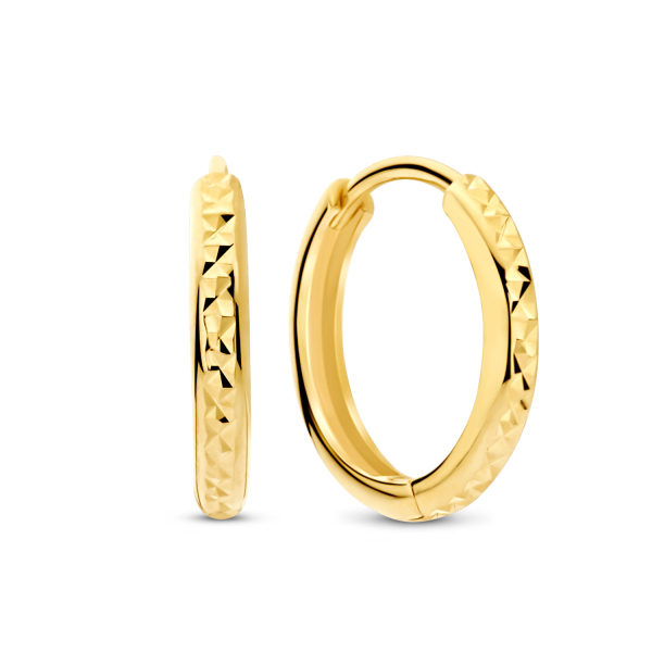 Klappcreolen Gold 585 - Ø 12mm - Diamantiert - 1,8mm breit