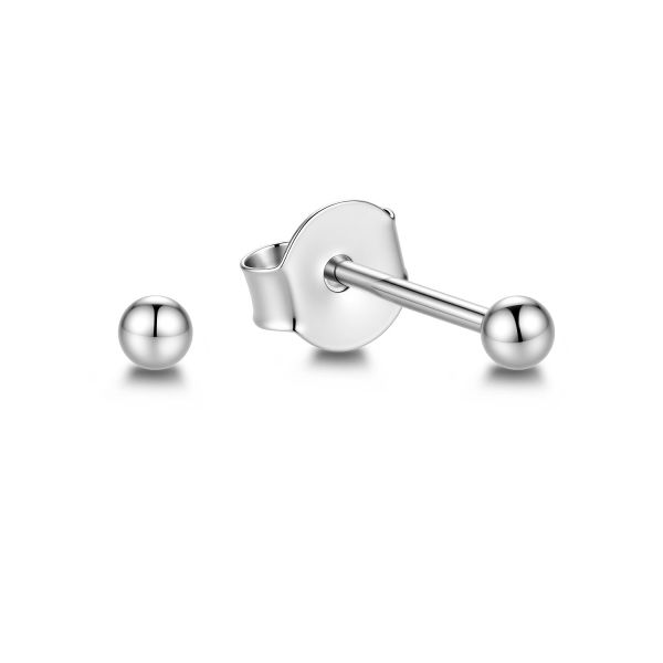 Kugel Ohrstecker Silber 925 - rhodiniert oder vergoldet - Hochglanz - 2mm - Bild 1