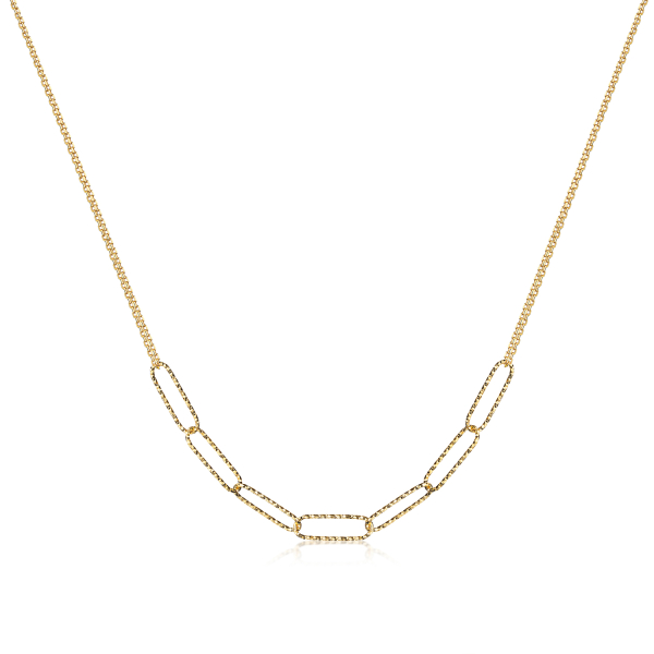 Collier 2-reihig Silber 925 vergoldet - 7 weite Glieder - Ankerkette