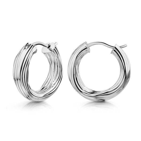 Creolen Silber 925 rhodiniert - Ø 20mm - Längsrillen - 6,00mm breit