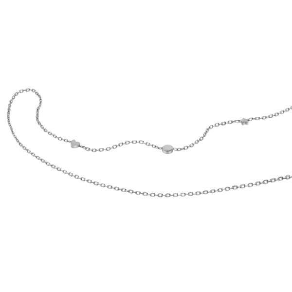 Collier mit Dot Herz Stern Silber 925 rhodiniert - Mattiert