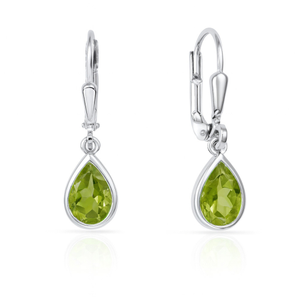 Ohrhänger Peridot Silber 925 rhodiniert - Tropfenform