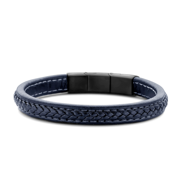 Frank 1967 Armband Echtleder Blau Edelstahl IPB - 9mm breit