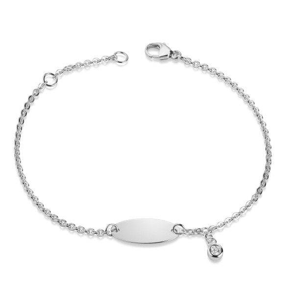 ID-Armband Damen Oval Zirkonia Silber 925