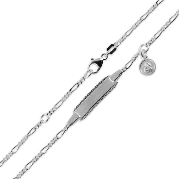 ID-Schildarmband Silber 925 - Engel - Mattiert und diamantiert