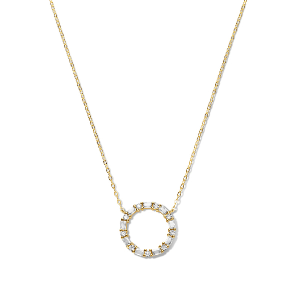 Collier Kreis Silber 925 vergoldet - 18 weiße Zirkonia - Bild 2