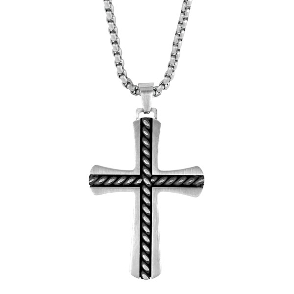 Frank 1967 Halskette mit Kreuzanhänger Edelstahl - 60+3cm - Kreuz 31x43mm