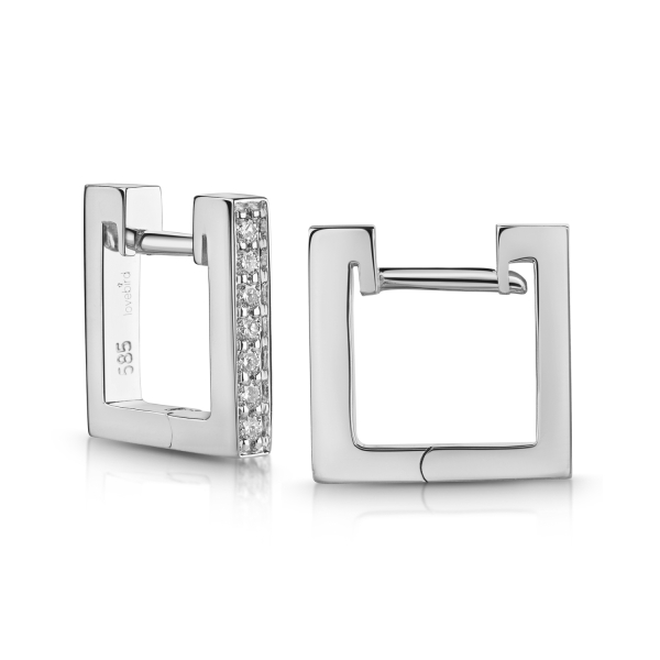 Lovebird Klappcreolen Weißgold 585 - 14 Brillanten 0,13 ct