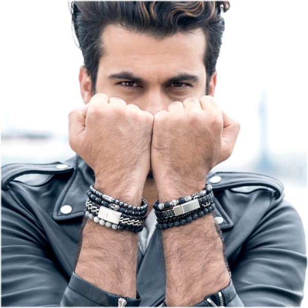 Frank 1967 Wickelarmband Echtleder Braun und Schwarz Edelstahl IPB - 2-reihig - Bild 3