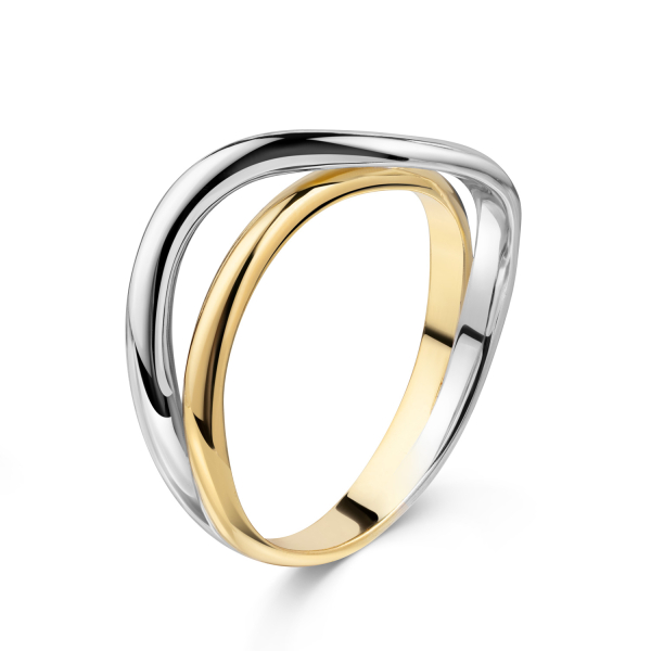 Ring Bicolor Silber 925 - Rhodiniert und teilvergoldet - Hochglanz