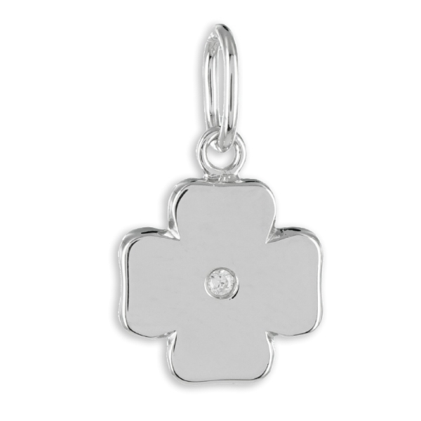 Anhänger Kleeblatt Silber 925 rhodiniert - Zirkonia - 11x11mm