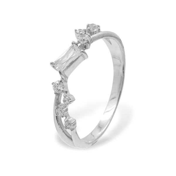 Damenring Silber 925 - 9 Zirkonia - 4,5mm breit