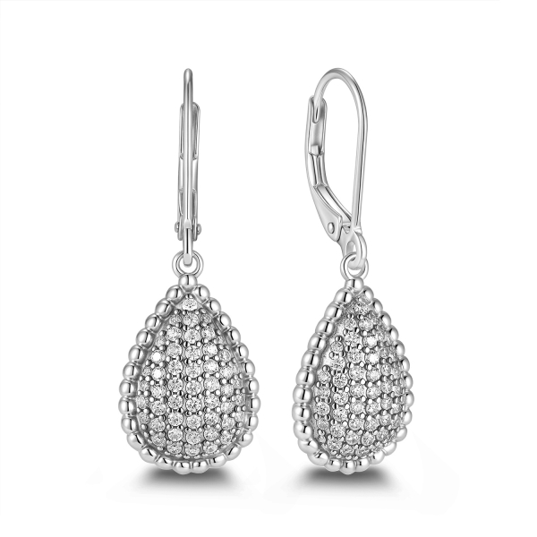 Ohrhänger Silber 925 rhodiniert - Drops Tropfenform - Zirkonia